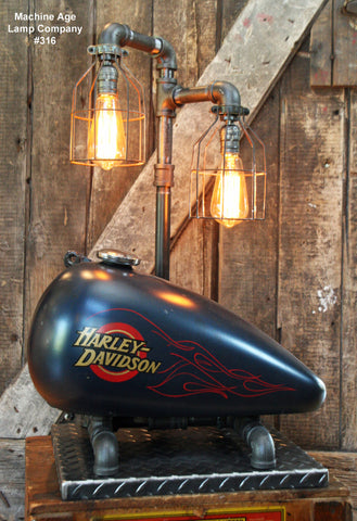 Steampunk Industrial Lamp, Vintage Harley Davidson Motorcycle Gas Tank #316 - SOLD