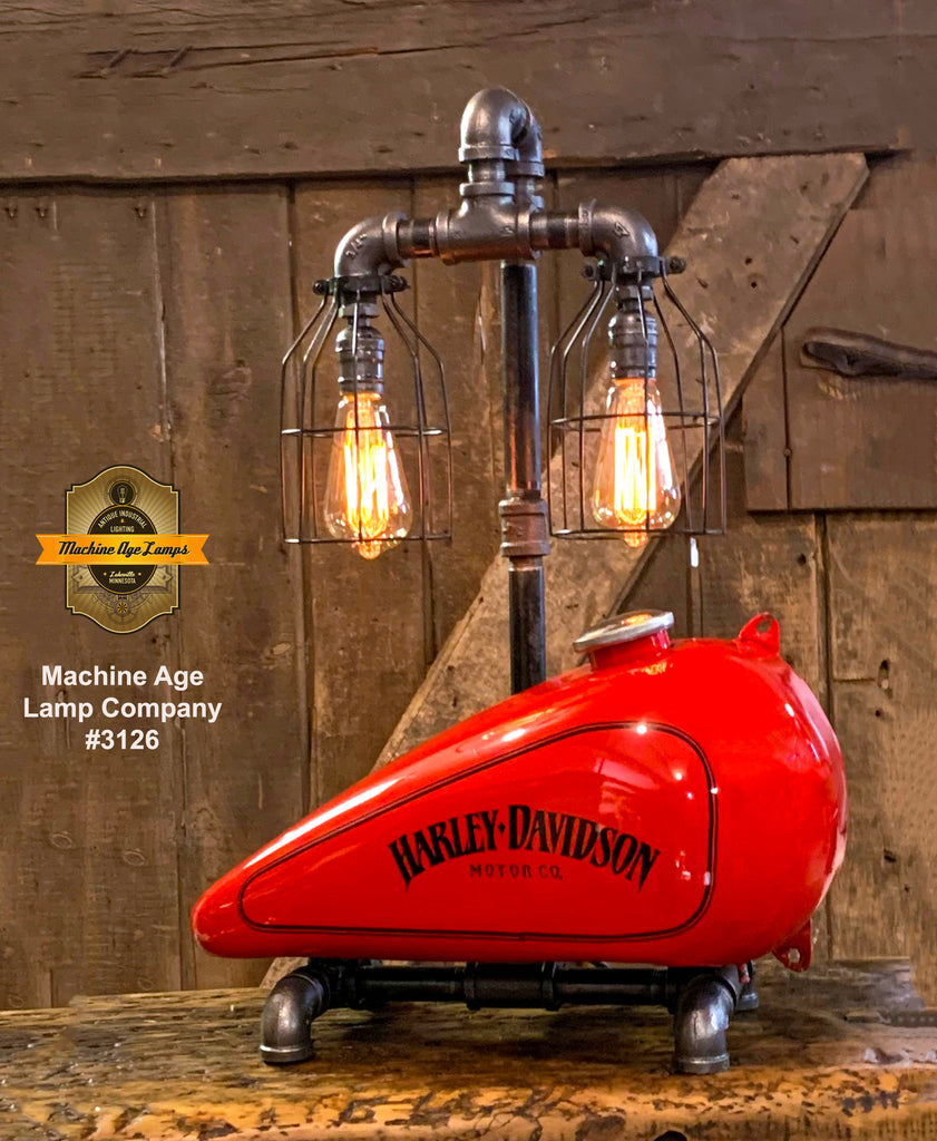 Steampunk Industrial, Original Motorcycle RED HD Gas Tank Lamp  #3126 sold