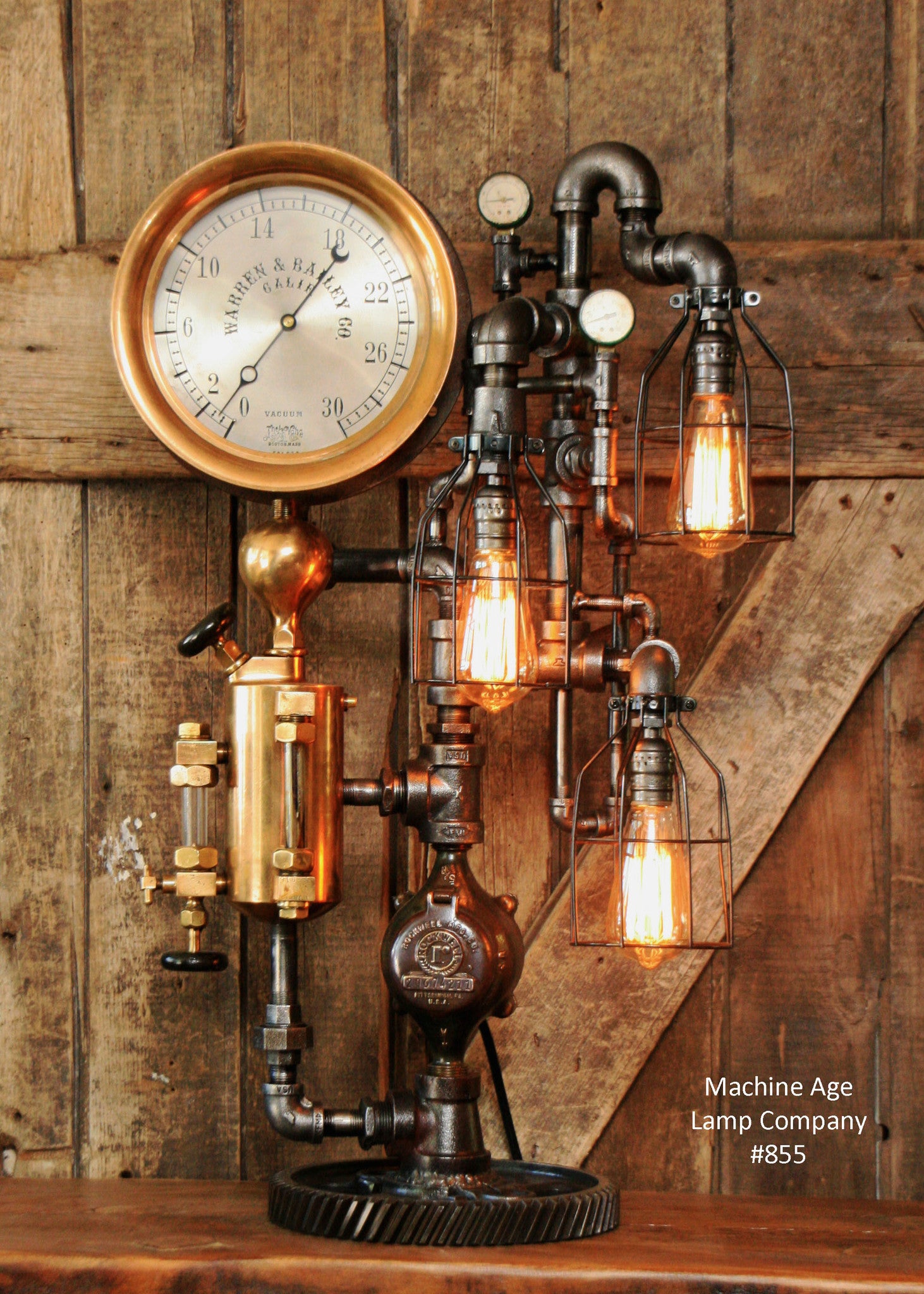 Steampunk Industrial, Rare Steam Gauge, Brass Oiler, #855