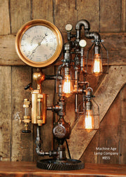 Steampunk Industrial, Rare Steam Gauge, Brass Oiler, #855