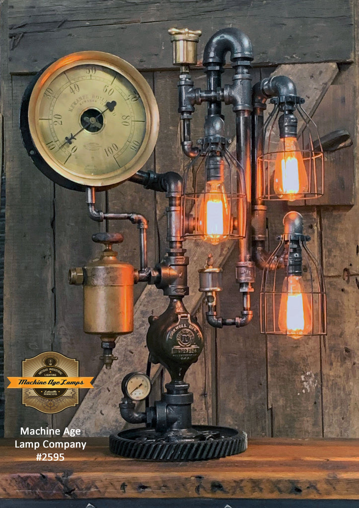 Steampunk Industrial / Steam Gauge Lamp / Kewanee Boiler  / Oiler / Lamp #2595