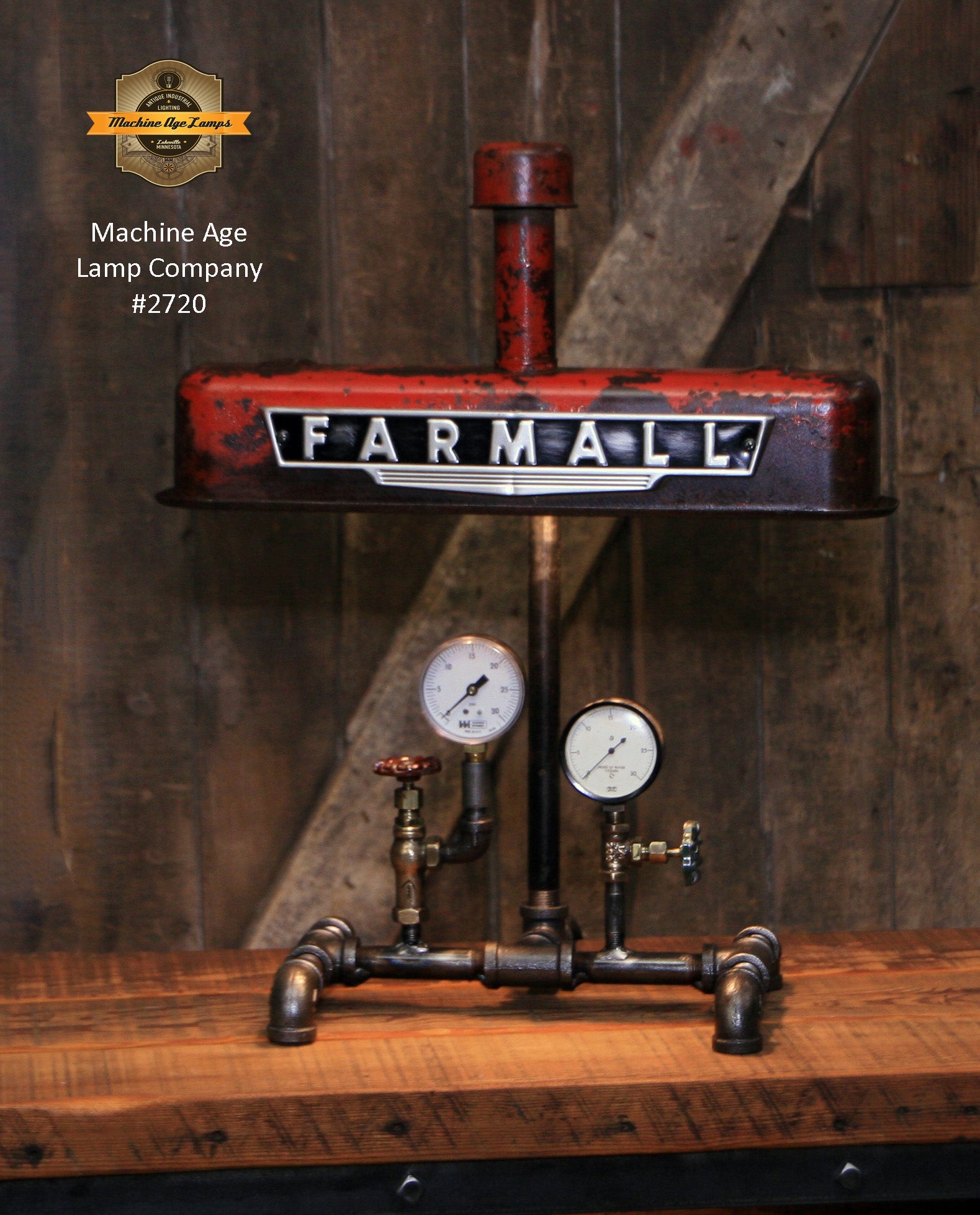 Steampunk Lamp, Antique Farmall Tractor Valve Cover Farm Lamp #2720