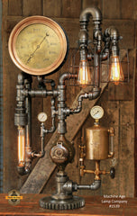 Steampunk Industrial / Steam Gauge / Antique Oiler / Iowa / Murray Iron Works / Lamp #1539 sold