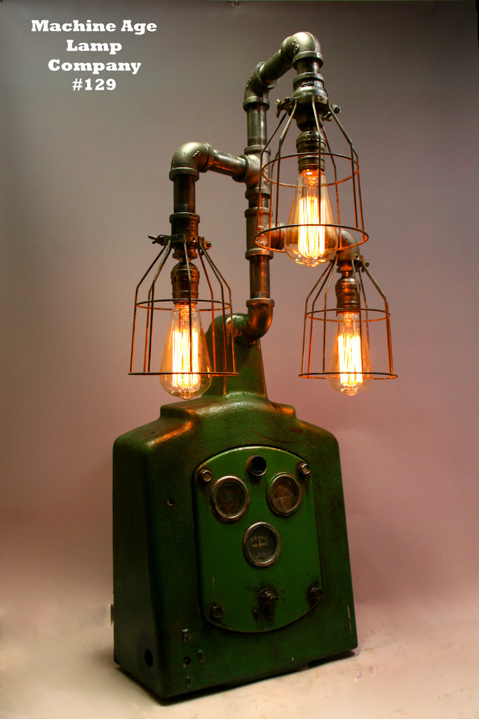 Steampunk lamp, Industrial Machine Age Lamp, Antique John Deere Dash - #129 - SOLD