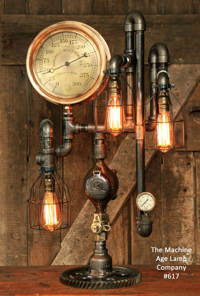 Steampunk Industrial Steam Gauge lamp,  #617
