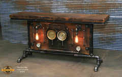 Steampunk Industrial, Barn wood and Iron Frick Co Steam Gauge Table,   #1828 sold