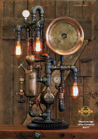 Steampunk Industrial / Steam Gauge Lamp / General Electric / Oiler / Lamp #2477