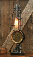 Steampunk Industrial / Antique Steam Gauge / Union Pacific Railroad / Gear / Lamp #1714 sold