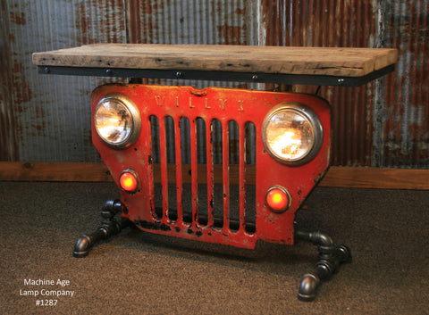 Steampunk Industrial / Table Console Hallway / Barn wood / Willys / CJ3B / Jeep / #1287 sold