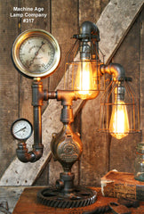 Steampunk Industrial Lamp, Steam Gauge  #317 - SOLD