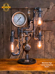 Steampunk Industrial / Steam Gauge Lamp / Gear / Oiler / Lamp #3321