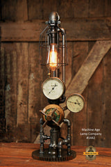 Steampunk Industrial Steam Gauge Lamp, Vintage Brass #1442 - Sold