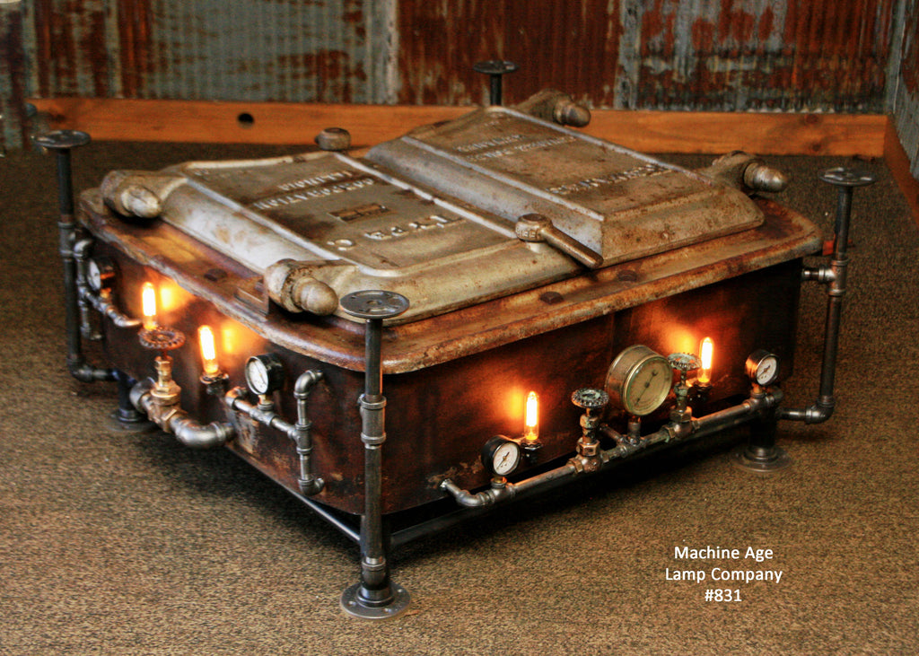 Steampunk Industrial Boiler Door Coffee Table or lamp Stand, #831 - SOLD