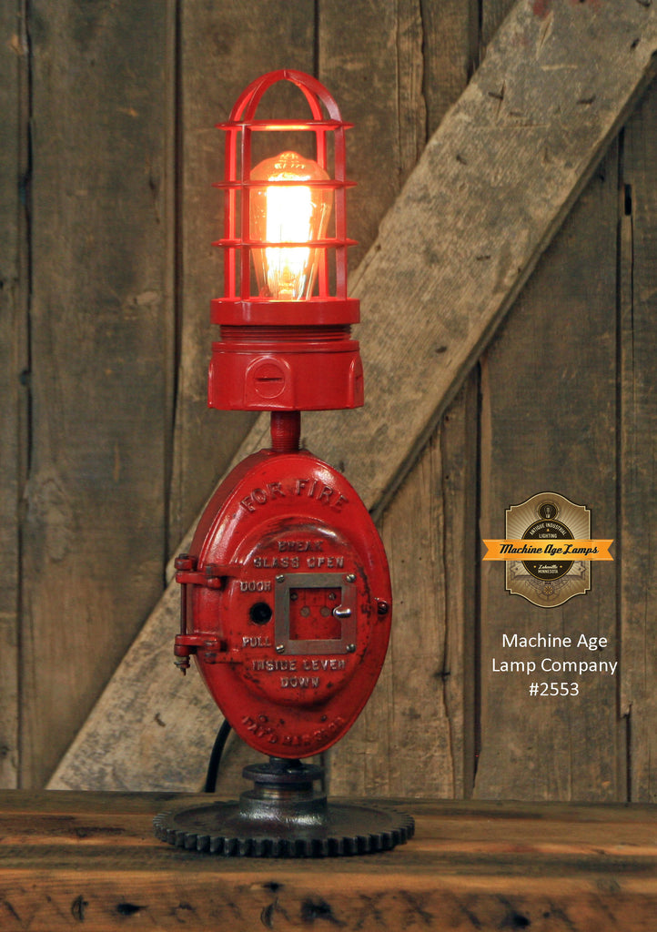 Steampunk Industrial Machine Age Lamp / Fireman / Police / Antique Call box / Alarm / Lamp #2553 sold
