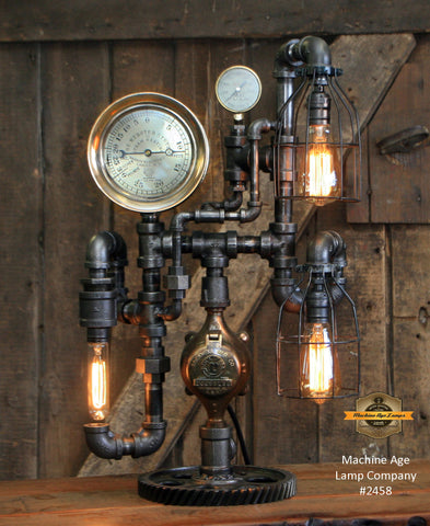 Steampunk Industrial / Steam Gauge Lamp / Camden/ Gear / Lamp #2458