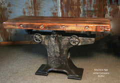Steampunk Industrial Table, Barn Wood Console #1052 - SOLD