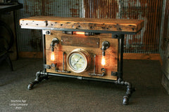 Steampunk Industrial Table, Barn Wood, Rail Road Steam Gauge- #949 sold