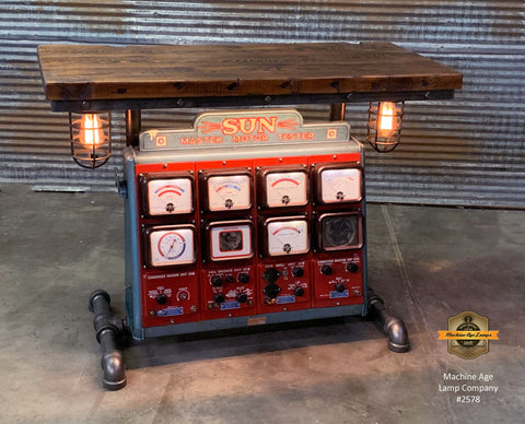 Steampunk Industrial / Antique Sun Engine Analyzer / Automotive / Barn wood Table / #2578 sold