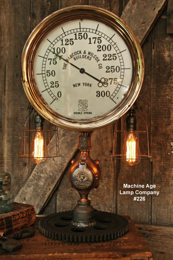 Steampunk Industrial Lamp, Steam Gauge  #226 - SOLD