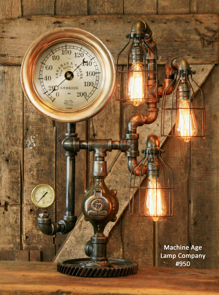 Steampunk Industrial Steam Gauge Lamp, New Haven Conn, #956 - Sold