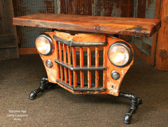 Copy of Steampunk Industrial Table, Jeep Willys Console Table, #946 - SOLD