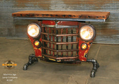 Steampunk Industrial / Original vintage 50's Jeep Willys Grille / Table Sofa Hallway / RED / Table #2180 sold