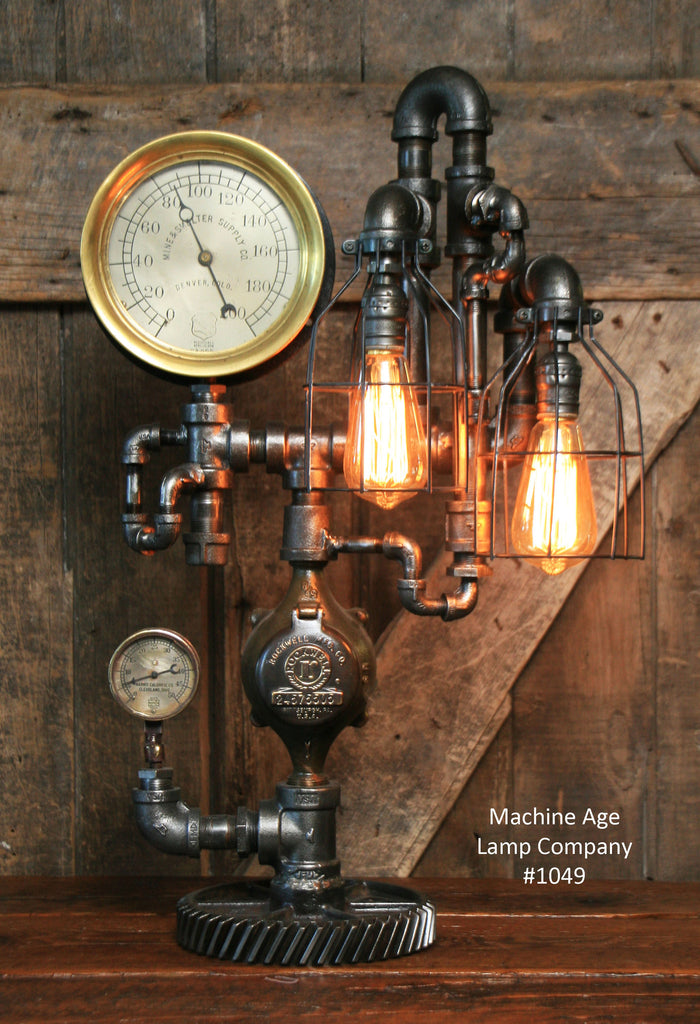 Steampunk Industrial Steam Gauge Lamp, #1049