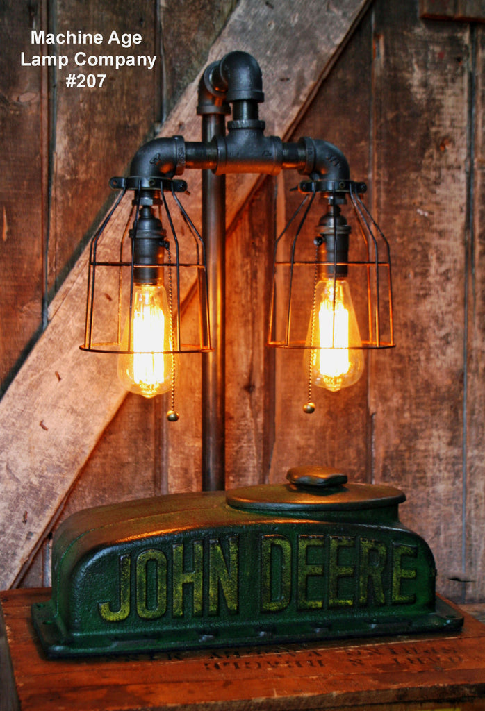 Steampunk Industrial  Lamp, Antique John Deere Farm Tractor B - #207 - sold