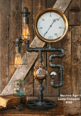 Steampunk Industrial Lamp, Steam Gauge  #160 SOLD