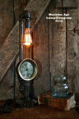 Steampunk Lamp, Machine Age Lamp, Brass Steam Gauge - #113 - SOLD