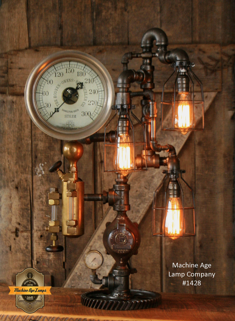 Steampunk Industrial / Steam Gauge Lamp / Ohio / Oiler #1428