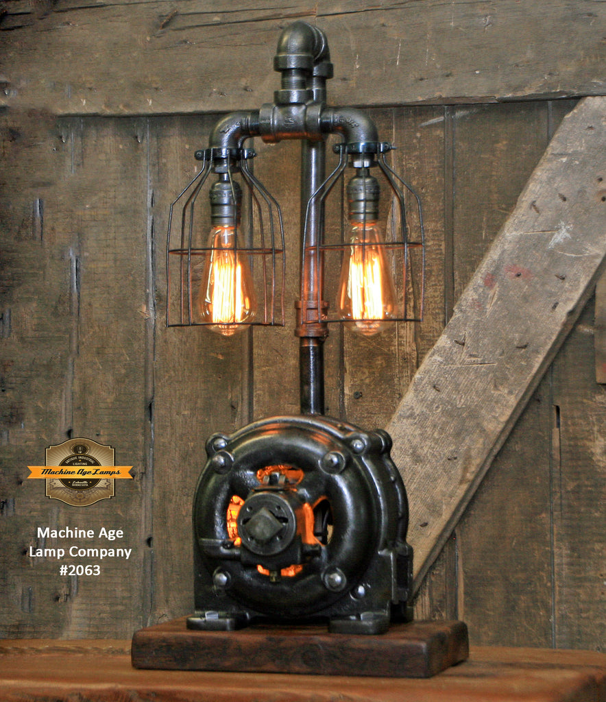 Steampunk Industrial / General Electric Motor / Barn Wood / Lamp #2063