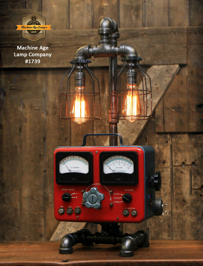 Steampunk Industrial Lamp / Antique Sun Volt Meter / Automotive /  Pipe / #1739 sold