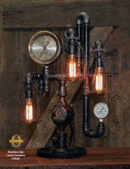 Steampunk Industrial / Machine Age Lamp / Steam Gauge / Gear Base / #2626