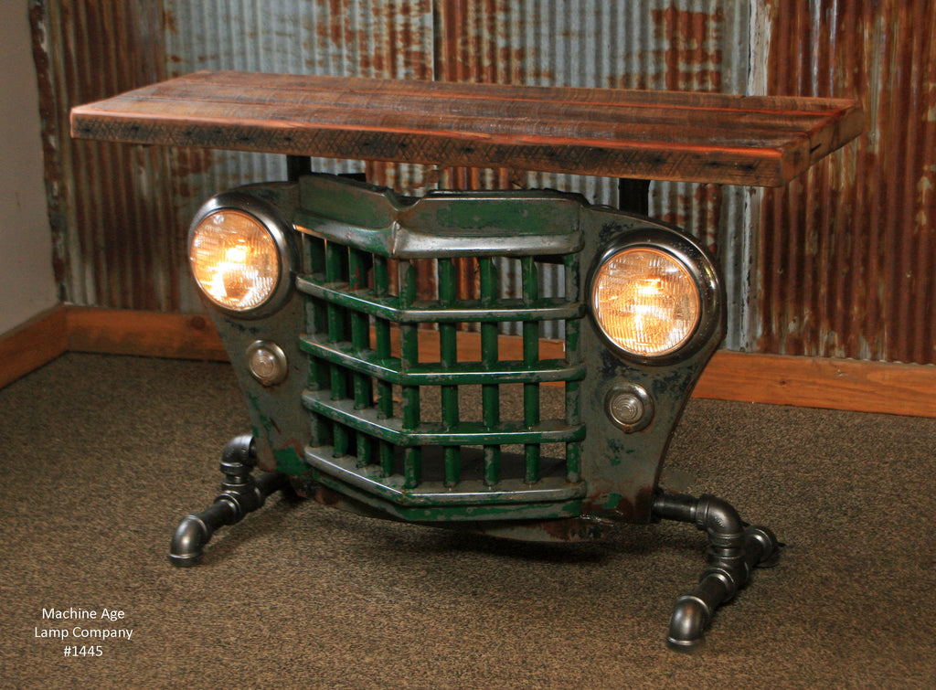 Steampunk Industrial Antique Jeep Willys Grille Table, Console - #1445 - sold