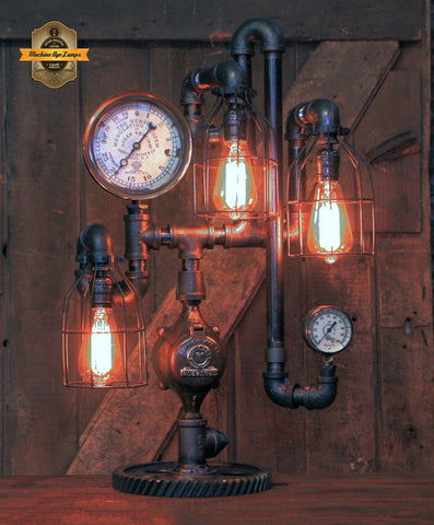 Steampunk Industrial / Steam Gauge Lamp  / Webster NJ / Gear  /  Lamp #4080 sold