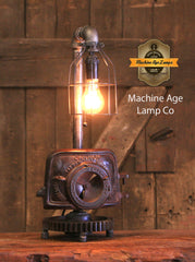 Steampunk Industrial / Antique Stove Furnace Door / Cannon Tappan Stove / Ohio   / Lamp #3907 sold