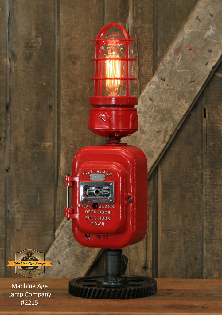 Steampunk Industrial / Antique Fire Call Box / 1925 Samson / Fireman / Gear / Lamp #2215 sold
