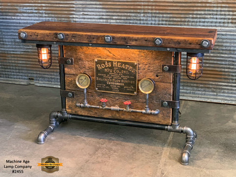 Steampunk Industrial / Barn Wood / Table / Console / Bar / Lighted / Table #2455