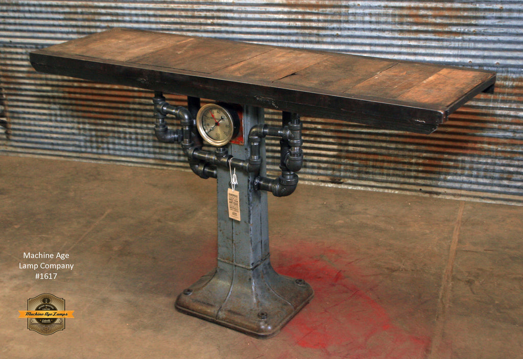 Steampunk Industrial / Antique Machinery Base and Top / Steam Gauge / Table / Console / #1617 sold