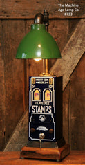 Steampunk, Industrial Stamp Machine, Green Shade Lamp #733 - SOLD