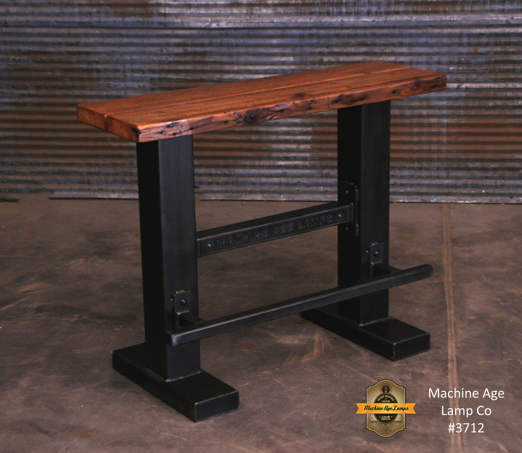 Steampunk Industrial / Iron Structure / Barnwood / Bench / Stool / Bar Rail / Bench #3712