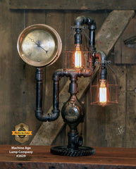 Steampunk Industrial / Machine Age Lamp / Steam Gauge / Gear Base / #2629 sold