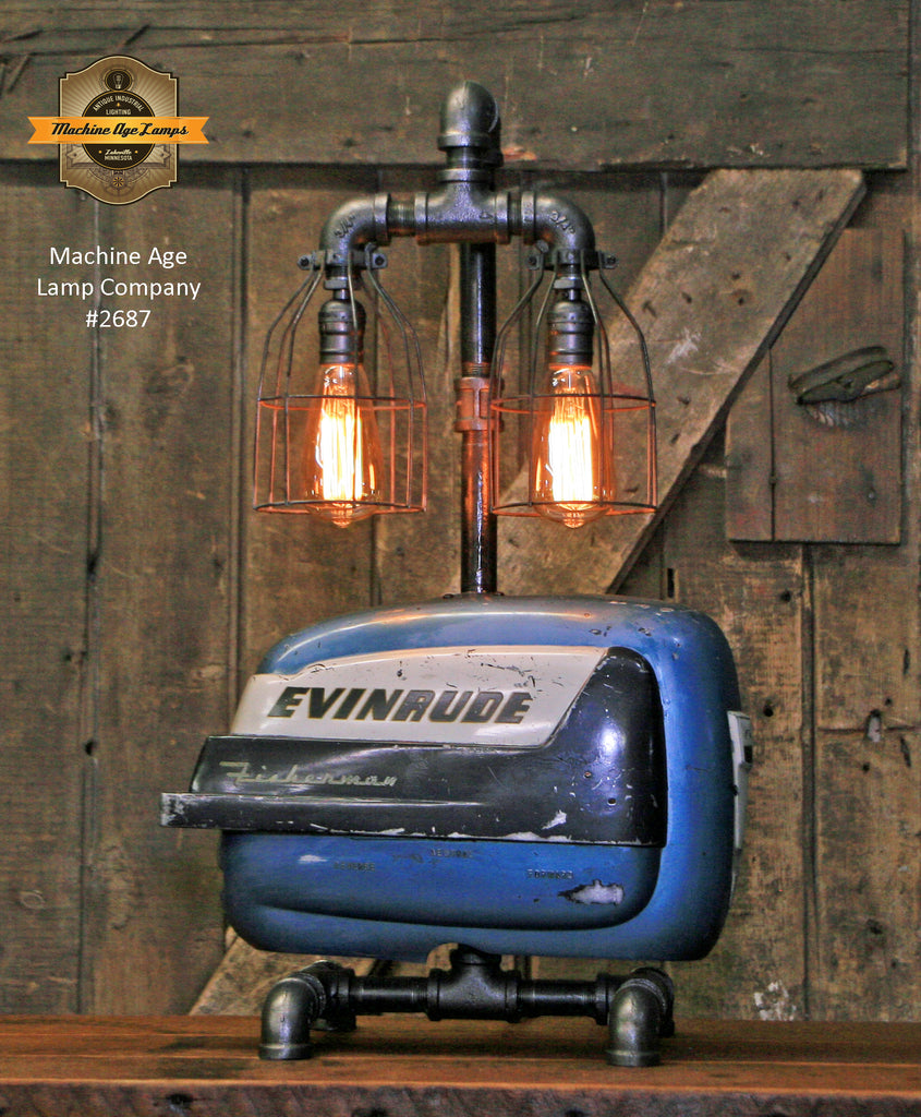 Steampunk Industrial / Boat Motor / Evinrude / Nautical / Marine / Cabin /  Lamp #2687