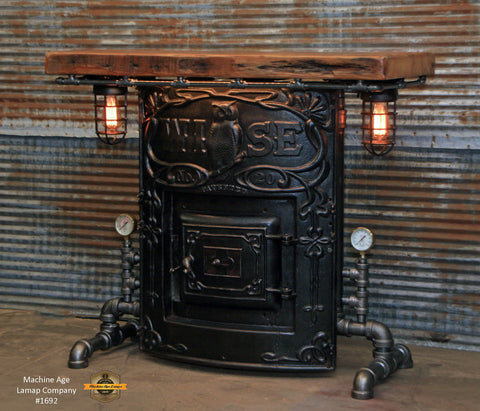 Steampunk Industrial / Wise Boiler Door Table / Barn Wood / Bar / Pub / Table #1692