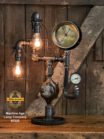 Steampunk Industrial Machine Age Lamp / Steam Gauge / Gear / Steam Gauge / Lamp #3320