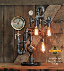 Steampunk Industrial Machine Age Lamp / Steam Gauge / Gear / Lamp #2543