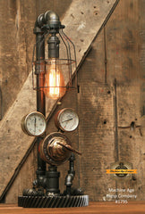 Steampunk Industrial Lamp / Antique Brass Chicago Regulator and Gauges / Lamp #1795 sold