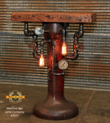 Steampunk Industrial Table / Antique Cream Separator Base / Barnwood / Hostess Stand / Table #2010