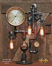 Steampunk Industrial Lamp / Steam Gauge / Gear / NY / Lamp #1716